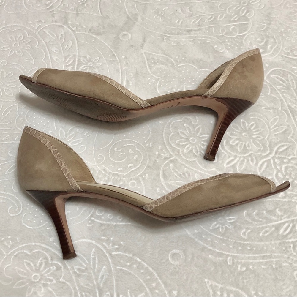 Ann Taylor Tan & Cream Color Peep Toe Heels - Picture 4 of 6